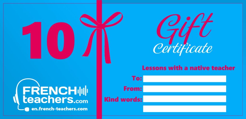 Gift card - 10 lessons, funny French for kids / teens